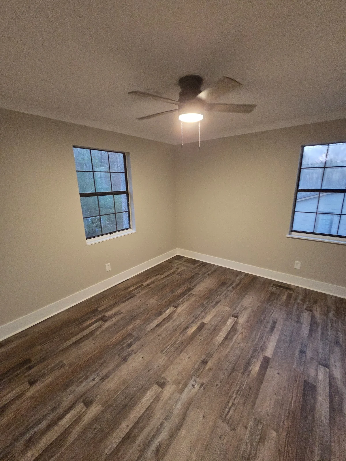 Finished room with painted walls and white trim