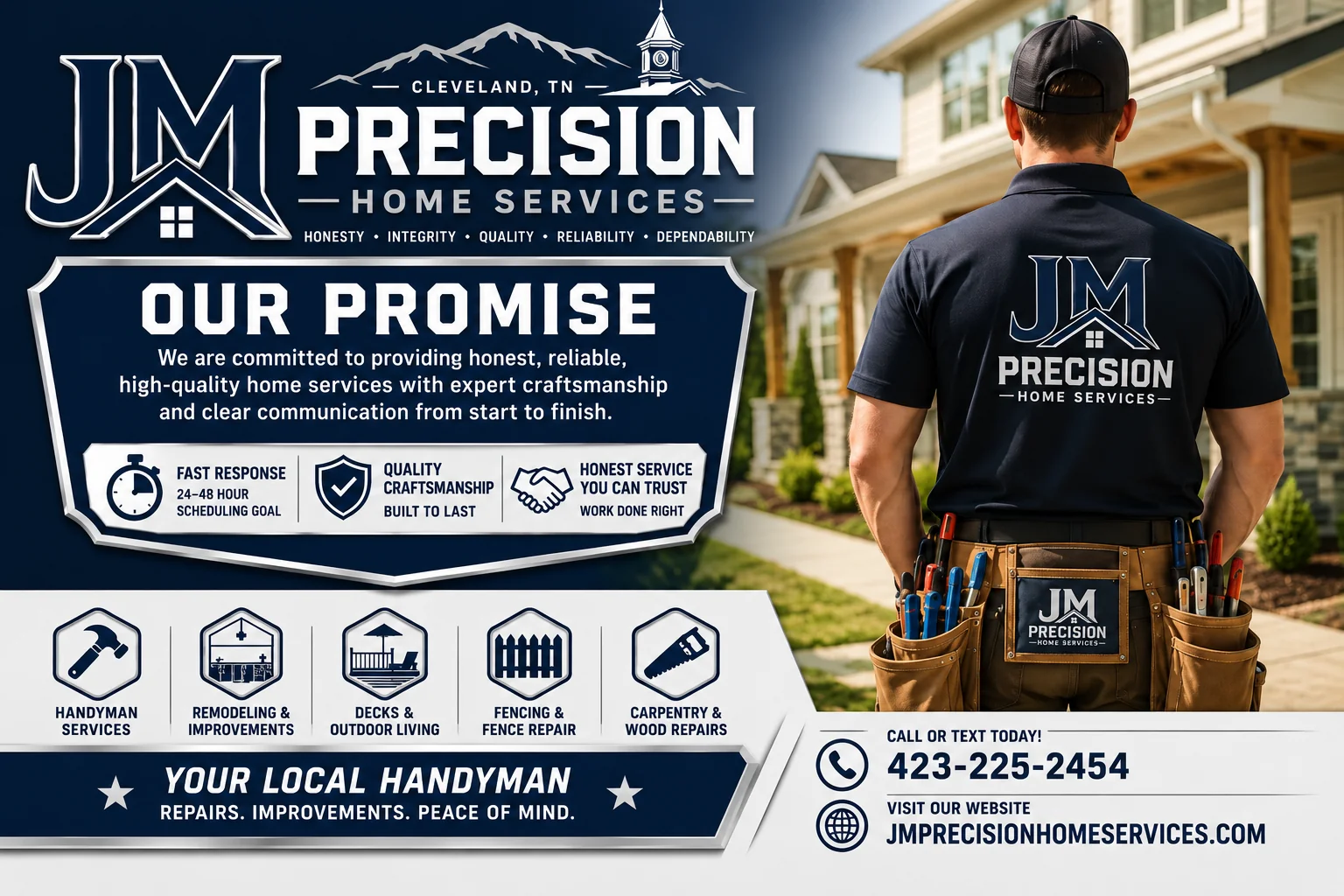 JM Precision Our Promise: honest service, quality craftsmanship and clear communication